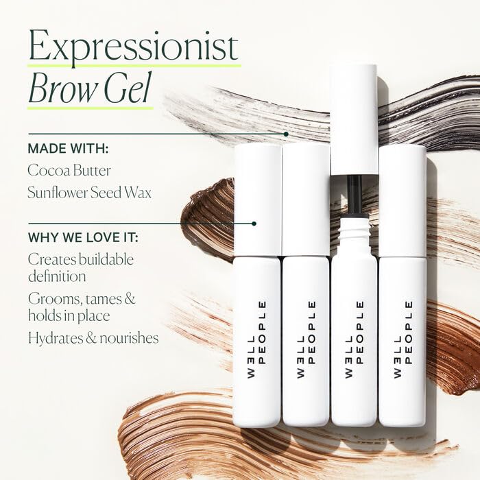 Well People warm brown gel swatch showing creamy texture and buildable pigment
