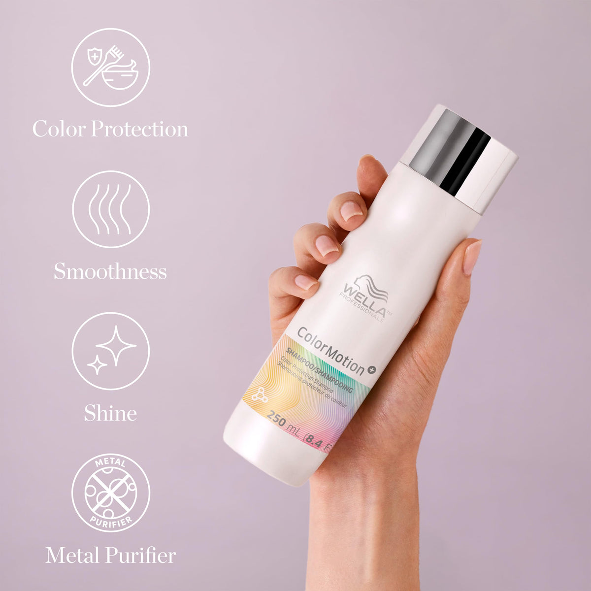 Wella Professionals label close-up showing key ingredients and antioxidant focus