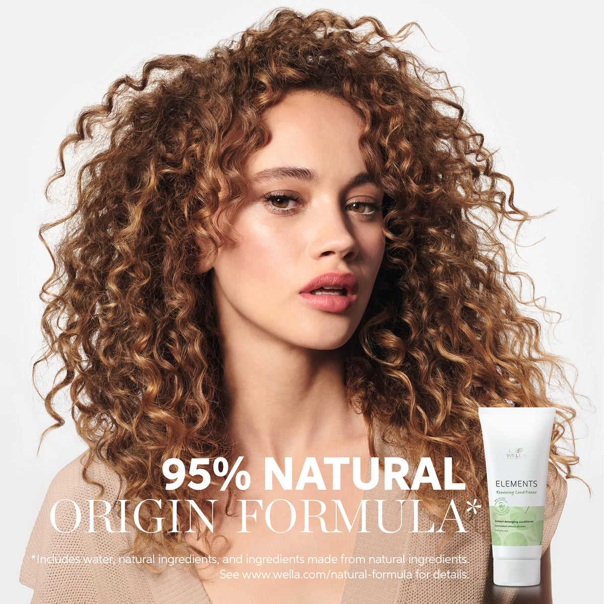 Wella Professionals close-up label highlighting silicone-free and natural-origin ingredient benefits