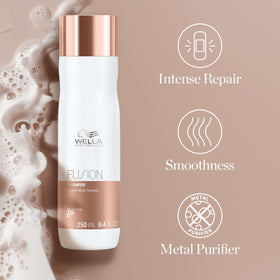 Wella Professionals ingredient label zoom highlighting silk amino acids and conditioning benefit