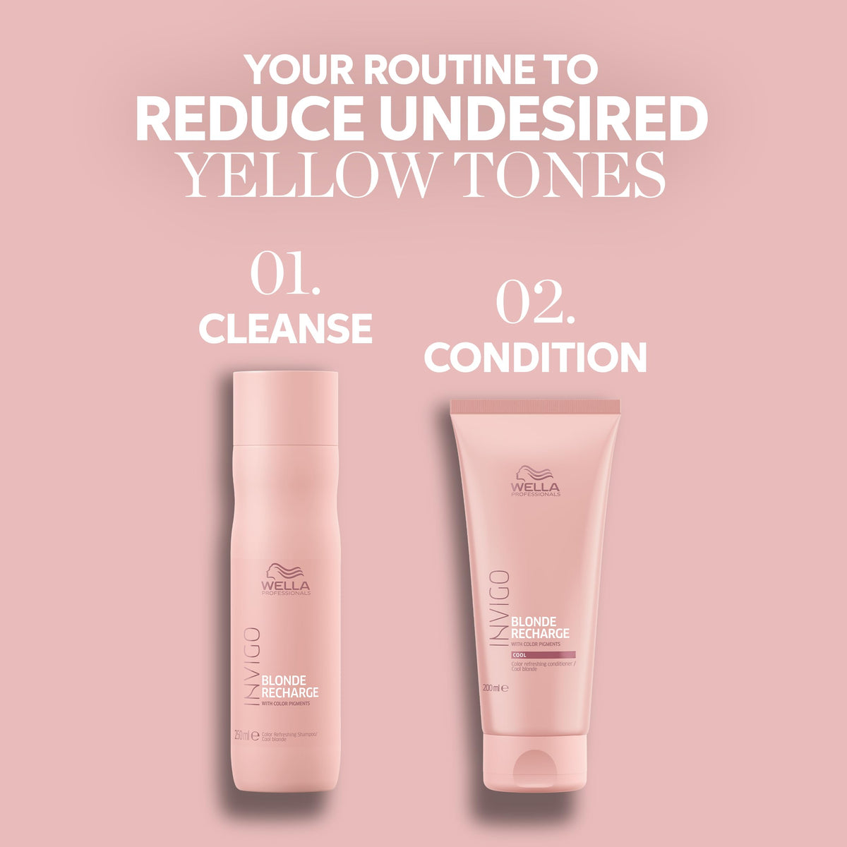 Wella Professionals bottle on salon counter showing professional-grade performance benefit