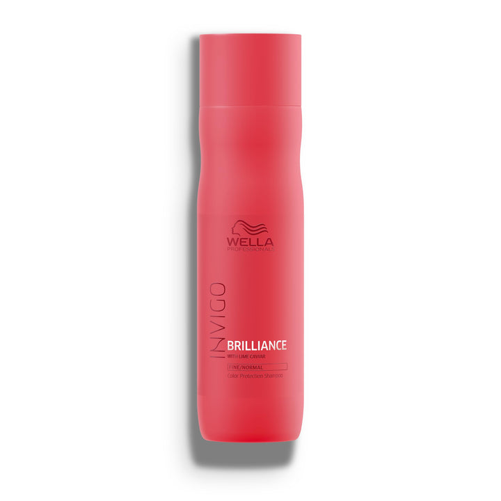 Wella Professionals Invigo Brilliance front packaging showing bottle and logo, protects color
