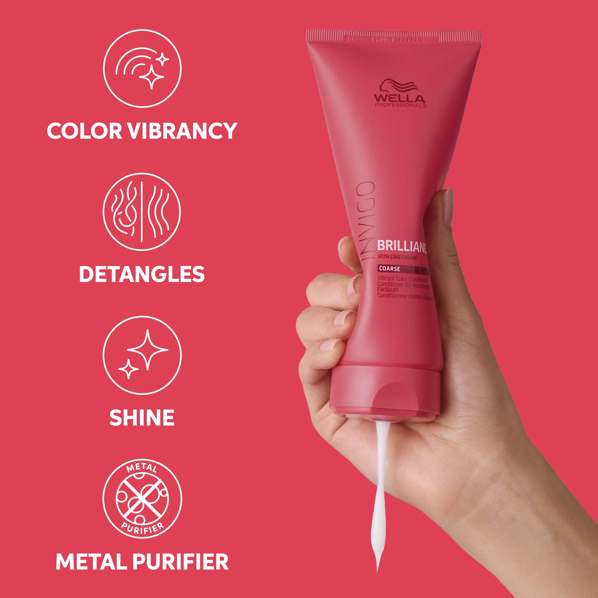 Wella Professionals before and after on coarse colored hair showing improved shine