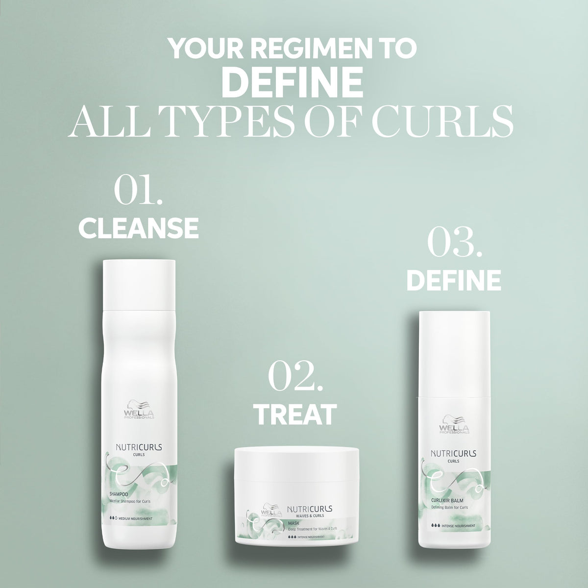 Wella Professionals Nutricurls bottle on bathroom shelf in lifestyle setting for daily routine appeal