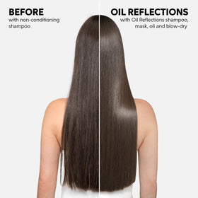 Wella Professionals camellia oil drop and tea leaves image, conveys nourishing botanical benefit