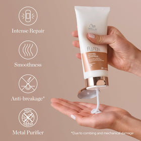 Wella Professionals conditioner being applied to wet hair in shower