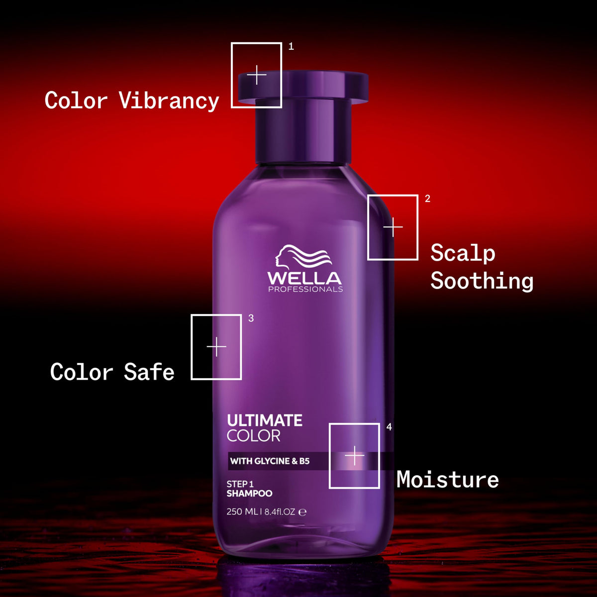 Wella Professionals lifestyle model with vibrant hair showing salon-fresh color and hydrated look benefit