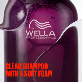 Wella Professionals bottle on bathroom shelf showing daily use in home care routine