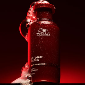 Wella Professionals product label highlighting AHA and Metal Purifier benefits