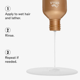 Wella Professionals 33.8 fl oz next to a hand for accurate size reference