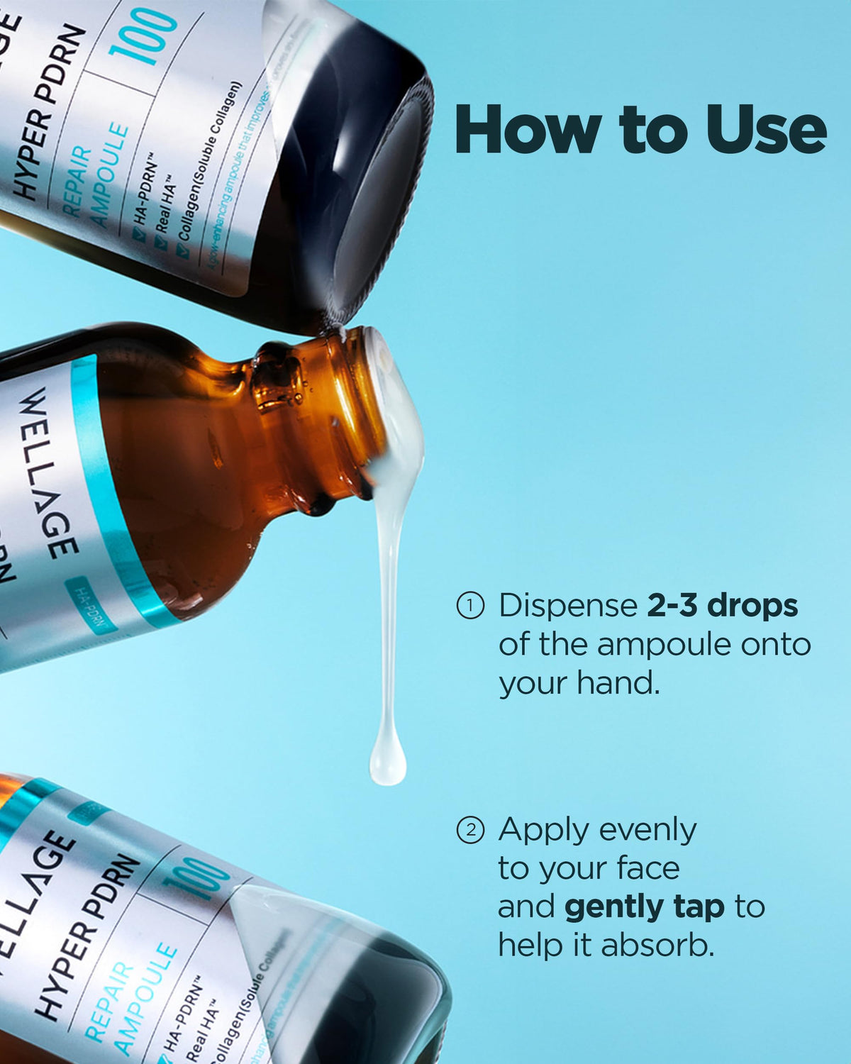 WELLAGE bottle with active ingredients flatlay showing key actives and repair focus benefit