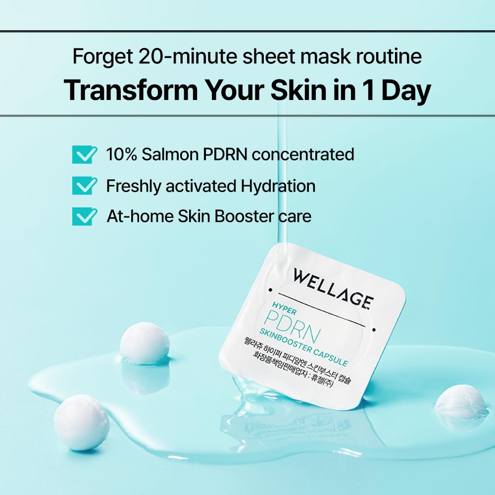 WELLAGE ingredient label close-up highlighting PDRN niacinamide and ceramide