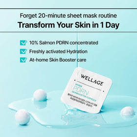 WELLAGE ingredient label close-up highlighting PDRN niacinamide and ceramide