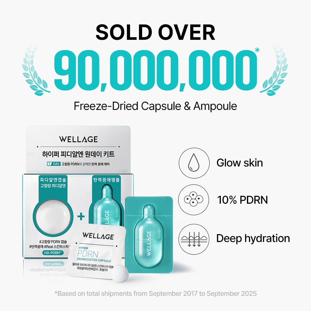 WELLAGE open ampoule and freeze-dried capsule ready to mix for freshness