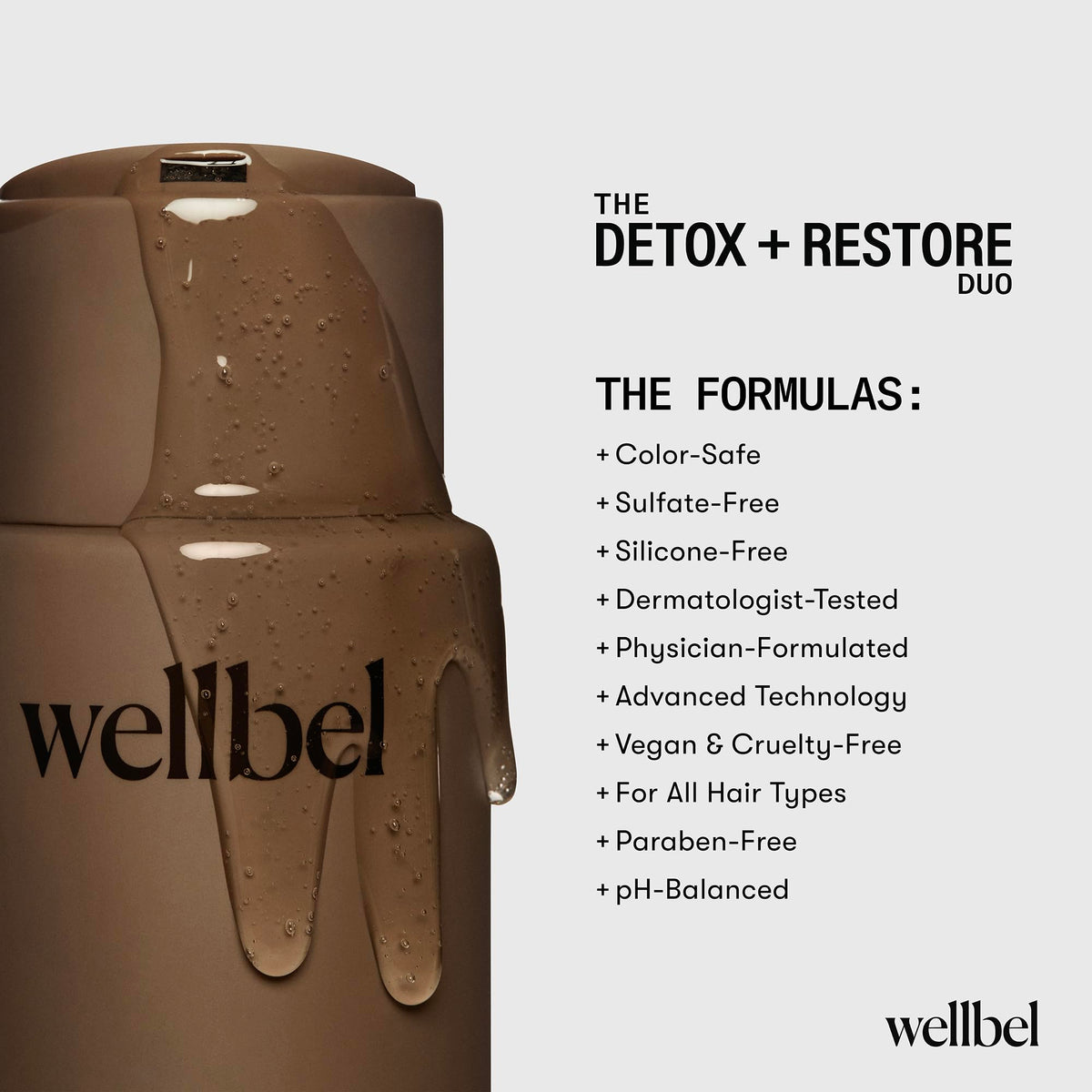 WELLBEL set on a shower shelf creating a clean routine atmosphere