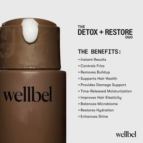WELLBEL bottles in hand showing size and 8.45 oz scale