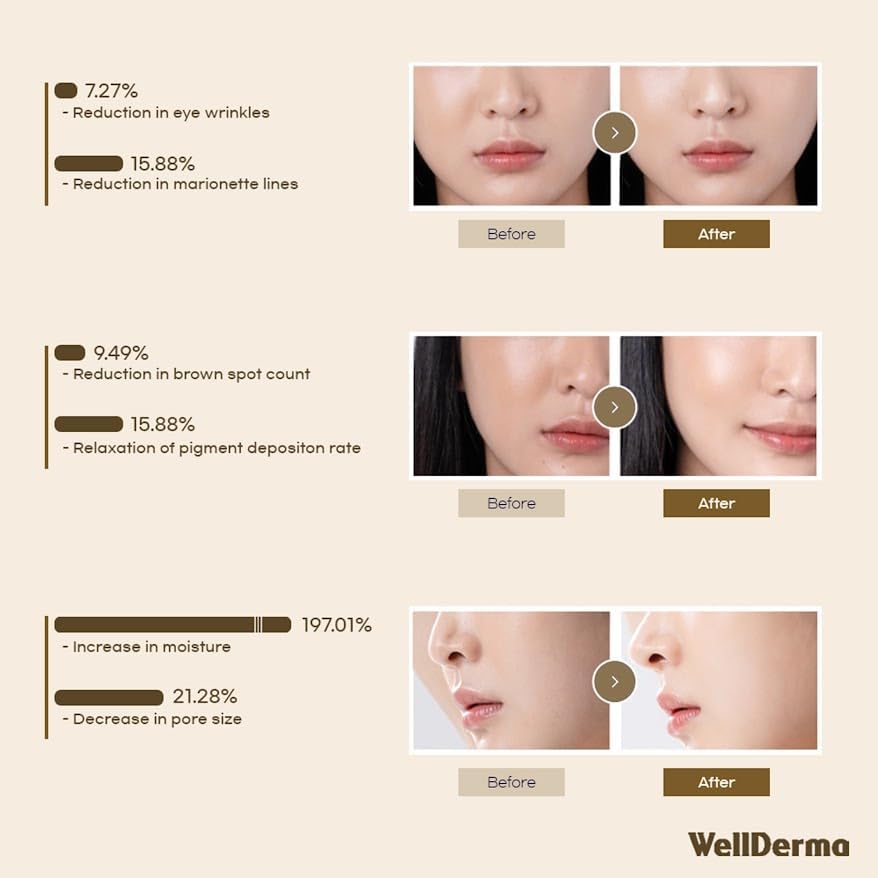 WELLDERMA mask held in hand to show scale and travel-friendly 25g single sheet