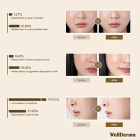 WELLDERMA mask held in hand to show scale and travel-friendly 25g single sheet