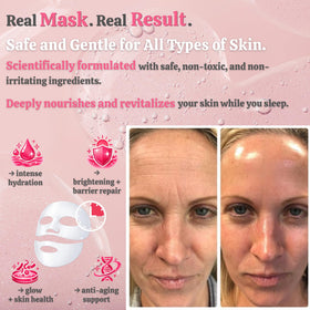Wellnature mask applied on model illustrating overnight comfort and glow