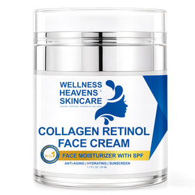 Wellness Heavens front packaging showing 50ml tube and SPF benefit