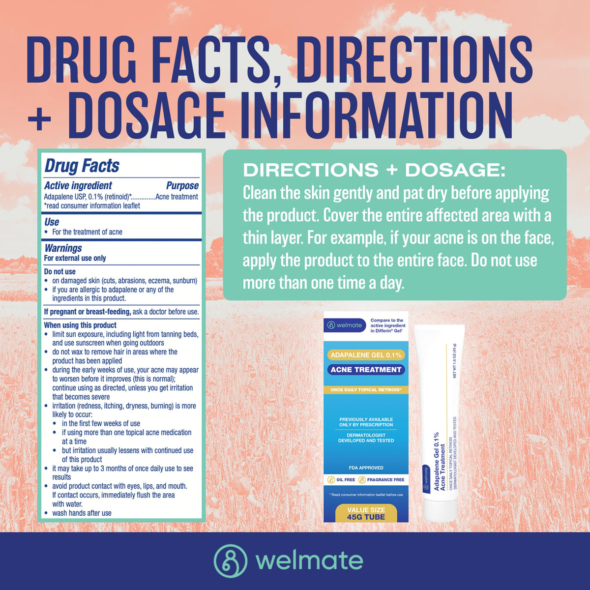 WELMATE tube close-up highlighting label and dosage for quick identification