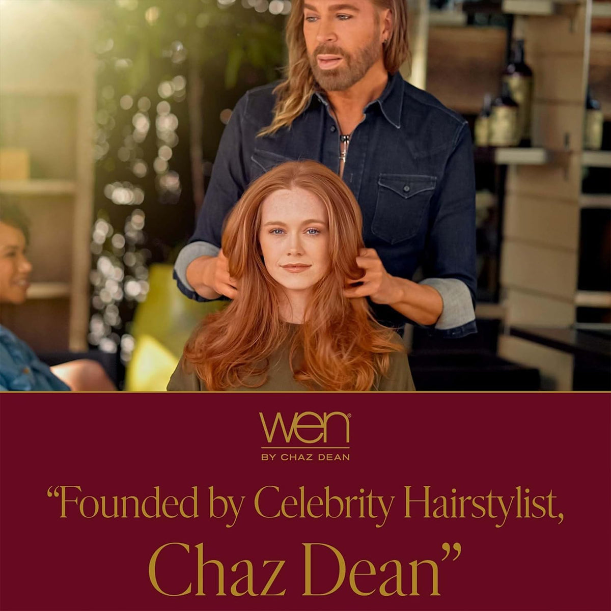 WEN by Chaz Dean bottle on bathroom shelf lifestyle for routine convenience