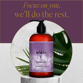 WEN by Chaz Dean next to a common water bottle to show the 16 fl. oz. size and travel/storage perspective benefit