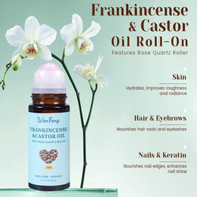 WenFeng rose quartz roller close-up showing smooth massage benefit