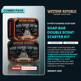 Western Republic 6oz soap bar in hand showing real size and portability
