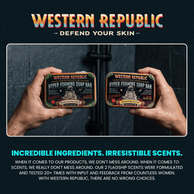 Western Republic soap lathering in shower for a refreshing cleanse