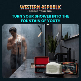 Western Republic dual-scent bars arranged in bathroom for scented choice