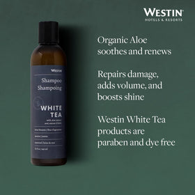 Westin bottle next to white towel lifestyle scene creating a spa-like experience