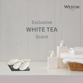 Westin soap on bathroom dish styled to enhance decor and guest-ready benefit