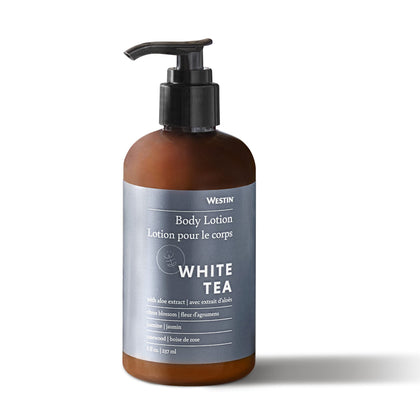 Westin front packaging showing signature white tea aloe scent and pump