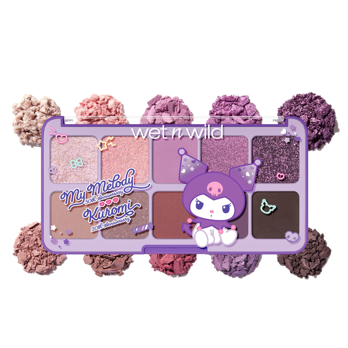 wet n wild front-open palette showing 10 mixed finishes and versatile selection