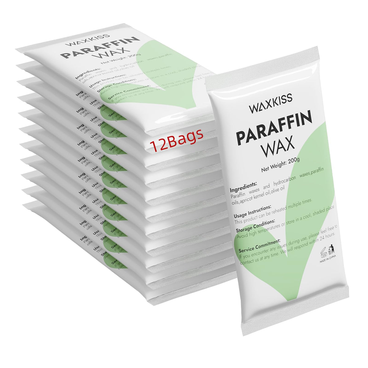 wewax front package showing 12 unscented paraffin refills and clear labeling for convenience