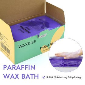 wewax hands dipping into warm paraffin bath demonstrating moisturizing treatment
