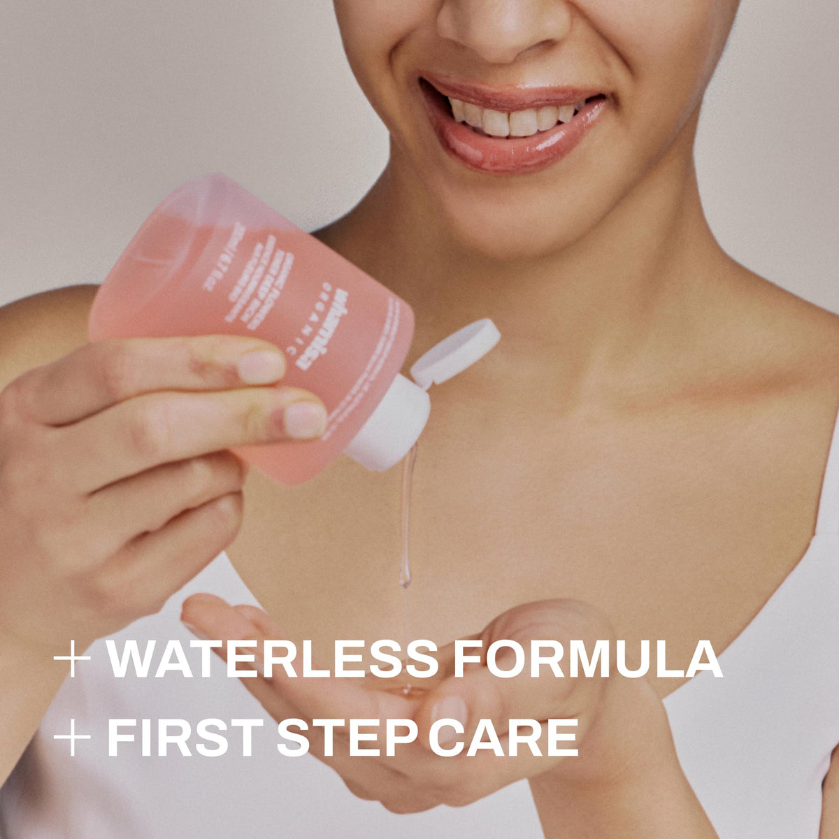 Whamisa product application on face showing hydrating layer and non-sticky finish