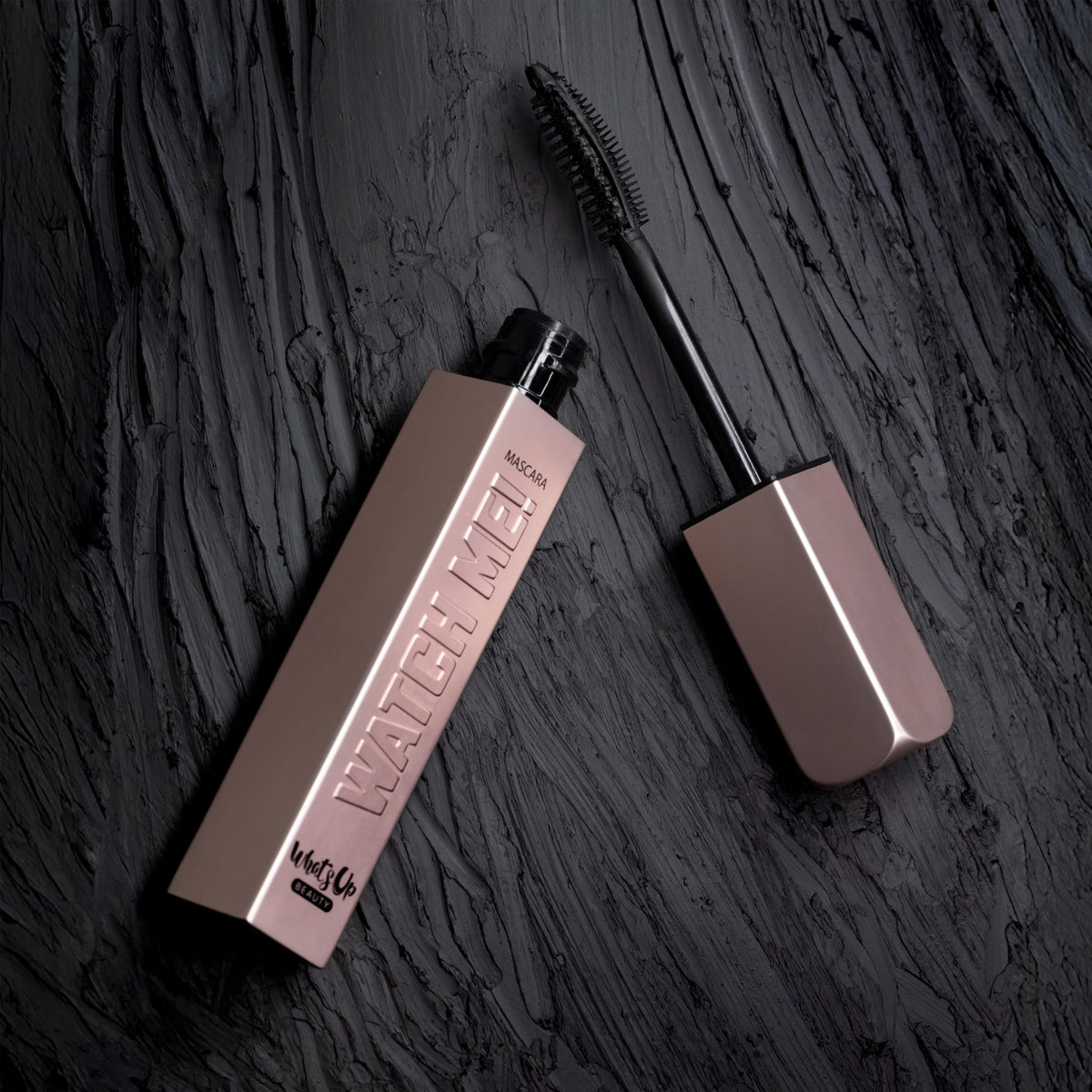 Whats Up Nails front packaging showing clean mascara design and true black finish