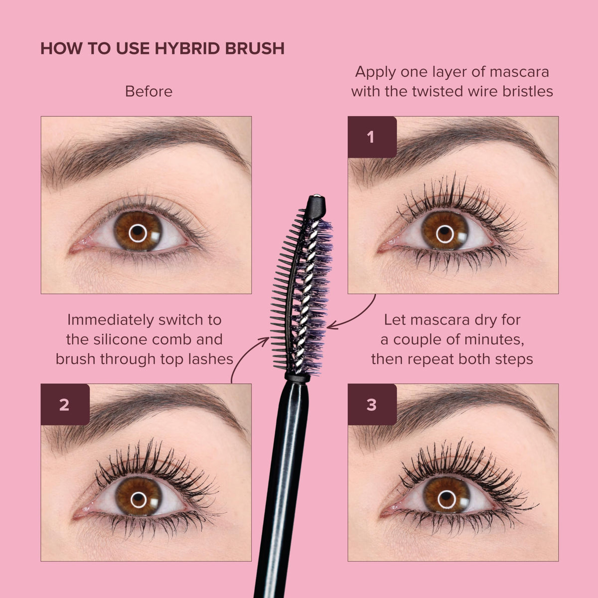 Whats Up Nails hybrid brush close-up showing twisted wire bristles and silicone comb benefits
