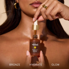 WHIND application on forearm before and after for visible natural glow benefit