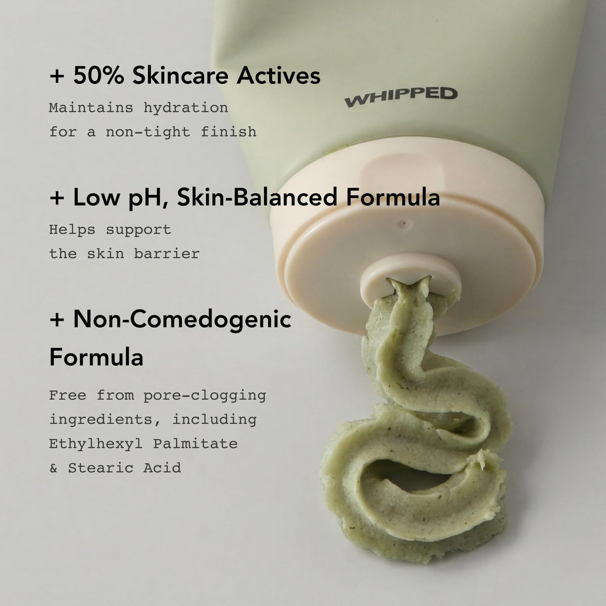 Whipped Semo Company botanical ingredients display with mugwort and matcha benefits