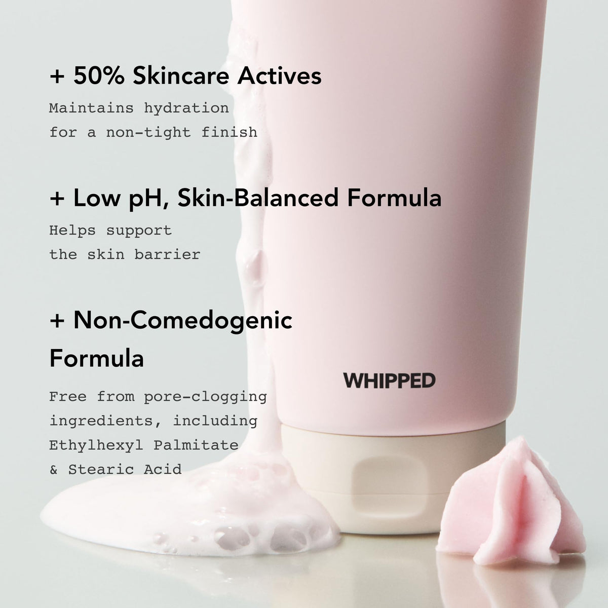 Whipped Semo Company mask applied to cheek for quick hydrating treatment