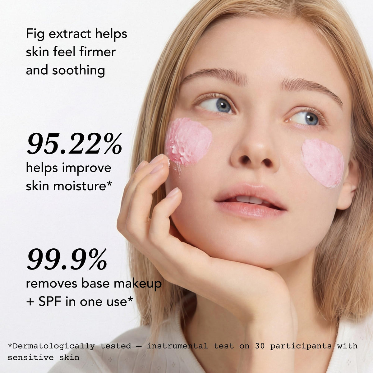 Whipped Semo Company applying as mask on face illustrating quick 1–2 minute hydrating barrier support