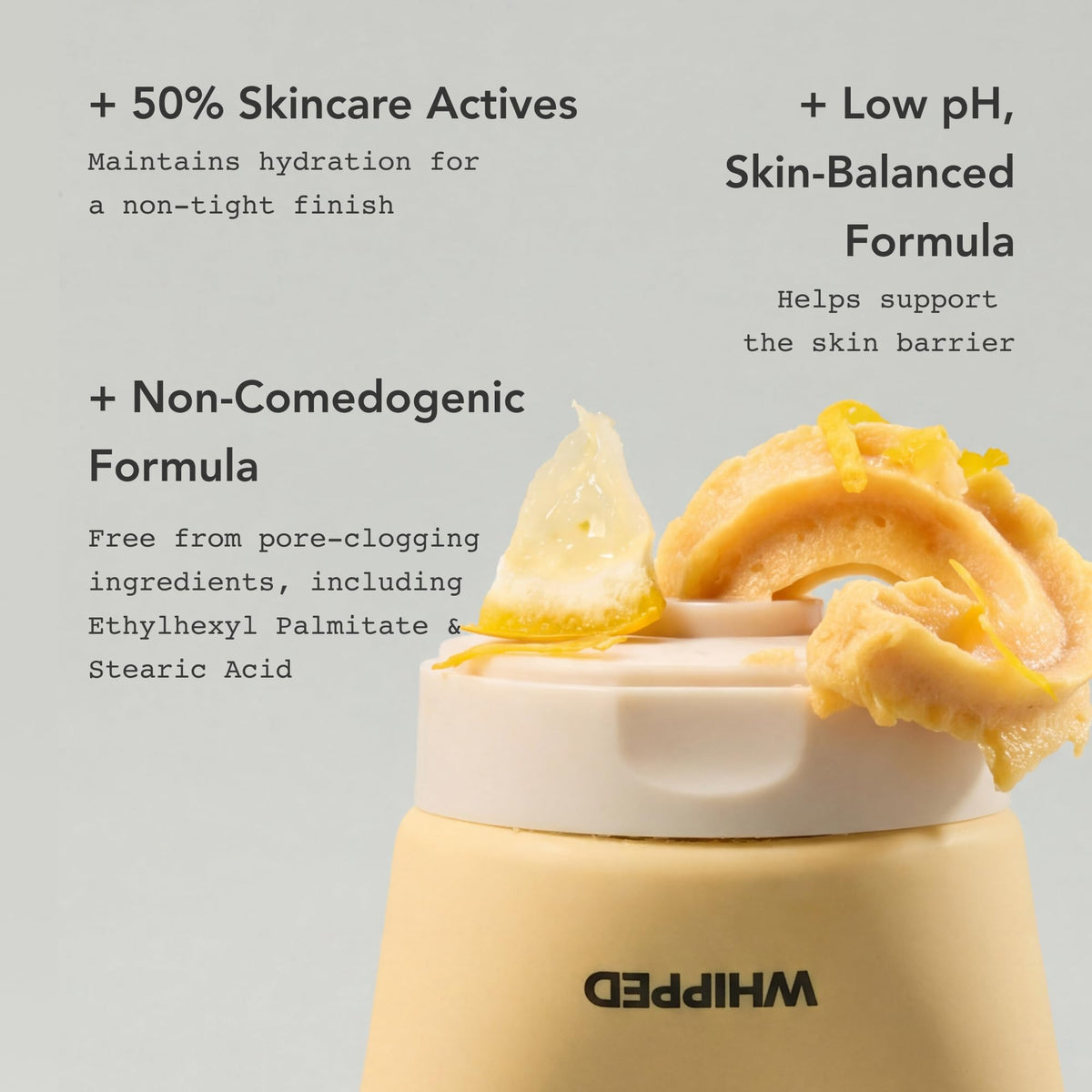 Whipped Semo Company applied as a wash on wet skin showing gentle cleansing action