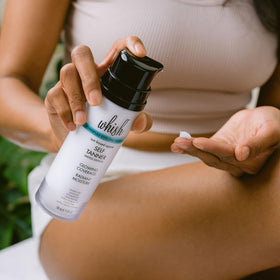Whish applying self tanner to forearm for even coverage and natural-looking bronze