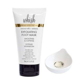 Whish mask on bathroom vanity conveying relaxing self-care benefits