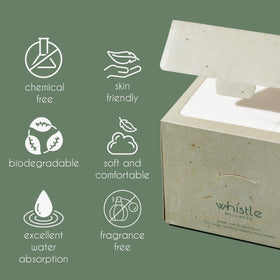 Whistle Wellness towels on bathroom vanity conveying convenient hygienic use