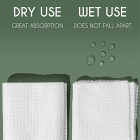 Whistle Wellness towel next to hand for size comparison demonstrating full coverage