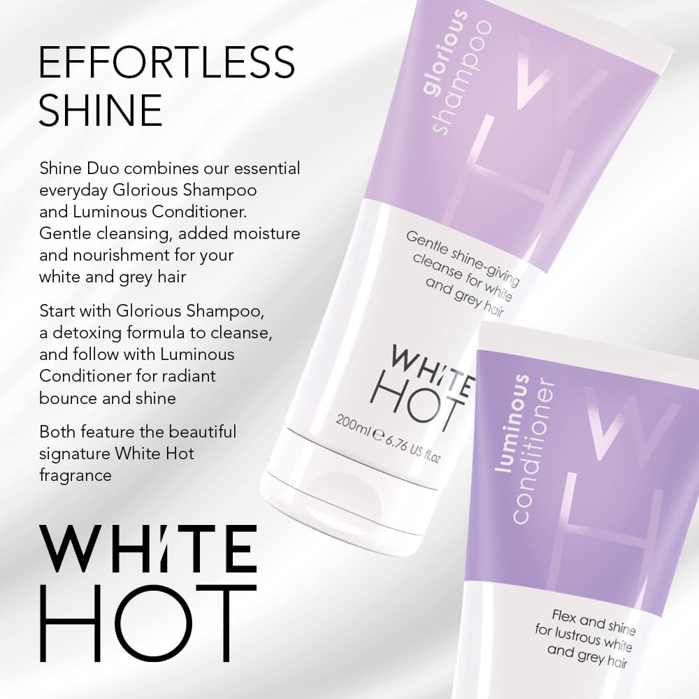 White Hot shampoo being poured showing gentle cleansing action and sheen